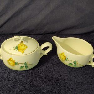 Vintage Yellow Rose Cream & Sugar Set
